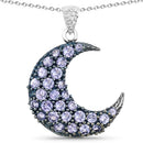 2.23 Carat Genuine Tanzanite and White Zircon .925 Sterling Silver Pendant-3