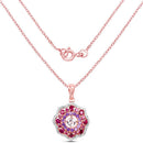 14K Rose Gold Plated 2.30 Carat Genuine Morganite, Rhodolite and Amethyst .925 Sterling Silver Pendant-5