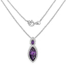 3.53 Carat Genuine Amethyst and White Topaz .925 Sterling Silver Pendant-5
