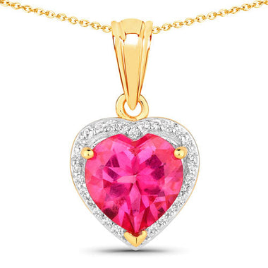 4.74 Carat Genuine Pink Topaz and White Topaz .925 Sterling Silver Pendant - 0