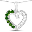 14K White Gold Plated 0.84 Carat Genuine Chrome Diopside .925 Sterling Silver Pendant-3