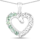 0.98 Carat Genuine Green Sapphire .925 Sterling Silver Pendant-2