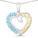 0.84 Carat Genuine Swiss Blue Topaz .925 Sterling Silver Pendant-5