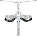 1.86 Carat Genuine Aquamarine and White Zircon .925 Sterling Silver Pendant-5