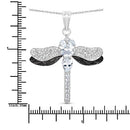 1.86 Carat Genuine Aquamarine and White Zircon .925 Sterling Silver Pendant-7