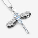 1.86 Carat Genuine Aquamarine and White Zircon .925 Sterling Silver Pendant-8