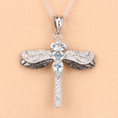 1.86 Carat Genuine Aquamarine and White Zircon .925 Sterling Silver Pendant-9