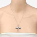 1.86 Carat Genuine Aquamarine and White Zircon .925 Sterling Silver Pendant-10