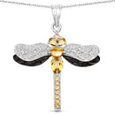 1.79 Carat Genuine Citrine and White Topaz .925 Sterling Silver Pendant-2