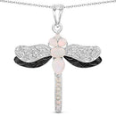 1.41 Carat Genuine Ethiopian Opal and White Topaz .925 Sterling Silver Pendant-1