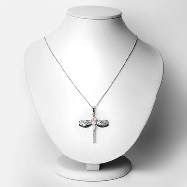 1.41 Carat Genuine Ethiopian Opal and White Topaz .925 Sterling Silver Pendant - 0