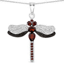 2.29 Carat Genuine Garnet and White Topaz .925 Sterling Silver Pendant-5