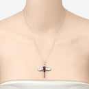 2.29 Carat Genuine Garnet and White Topaz .925 Sterling Silver Pendant-12