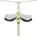 1.98 Carat Genuine Peridot and White Topaz .925 Sterling Silver Pendant-5