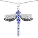 1.93 Carat Genuine Tanzanite and White Topaz .925 Sterling Silver Pendant-4