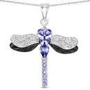 1.99 Carat Genuine Tanzanite and White Zircon .925 Sterling Silver Pendant-5