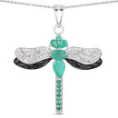 1.87 Carat Genuine Zambian Emerald and White Topaz .925 Sterling Silver Pendant-2