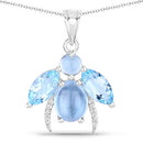 9.06 Carat Genuine Blue Topaz and White Topaz .925 Sterling Silver Pendant-1