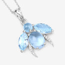 9.06 Carat Genuine Blue Topaz and White Topaz .925 Sterling Silver Pendant-5