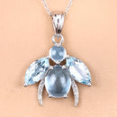 9.06 Carat Genuine Blue Topaz and White Topaz .925 Sterling Silver Pendant-7