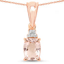 1.12 Carat Genuine Morganite and White Topaz .925 Sterling Silver Pendant-4