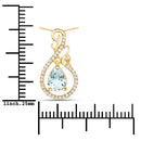 0.76 Carat Genuine Aquamarine and White Diamond 14K Yellow Gold Pendant-7