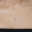 0.56 Carat Genuine Ethiopian Opal and White Diamond 14K Yellow Gold Pendant-10