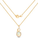 0.56 Carat Genuine Ethiopian Opal and White Diamond 14K Yellow Gold Pendant-6
