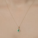 0.89 Carat Genuine Zambian Emerald and White Diamond 14K Yellow Gold Pendant-11