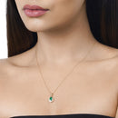 0.89 Carat Genuine Zambian Emerald and White Diamond 14K Yellow Gold Pendant-12