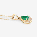 0.89 Carat Genuine Zambian Emerald and White Diamond 14K Yellow Gold Pendant-9