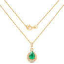0.89 Carat Genuine Zambian Emerald and White Diamond 14K Yellow Gold Pendant-6