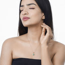 0.72 Carat Genuine Zambian Emerald and White Diamond 14K Yellow Gold Pendant-10