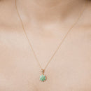 0.72 Carat Genuine Zambian Emerald and White Diamond 14K Yellow Gold Pendant-11