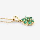 0.72 Carat Genuine Zambian Emerald and White Diamond 14K Yellow Gold Pendant-9