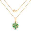 0.72 Carat Genuine Zambian Emerald and White Diamond 14K Yellow Gold Pendant-6