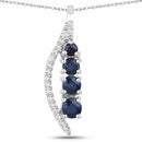 0.40 Carat Genuine Blue Sapphire and White Diamond 14K White Gold Pendant-5