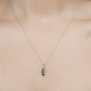 0.40 Carat Genuine Blue Sapphire and White Diamond 14K White Gold Pendant-13