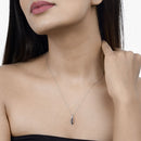 0.40 Carat Genuine Blue Sapphire and White Diamond 14K White Gold Pendant-14
