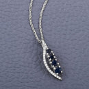 0.40 Carat Genuine Blue Sapphire and White Diamond 14K White Gold Pendant-7