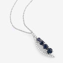 0.40 Carat Genuine Blue Sapphire and White Diamond 14K White Gold Pendant-9