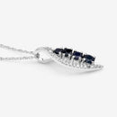 0.40 Carat Genuine Blue Sapphire and White Diamond 14K White Gold Pendant-10