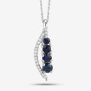 0.40 Carat Genuine Blue Sapphire and White Diamond 14K White Gold Pendant-11