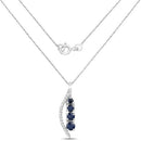 0.40 Carat Genuine Blue Sapphire and White Diamond 14K White Gold Pendant-6