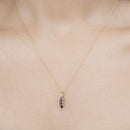 0.40 Carat Genuine Blue Sapphire and White Diamond 14K Yellow Gold Pendant-13