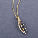 0.40 Carat Genuine Blue Sapphire and White Diamond 14K Yellow Gold Pendant-7