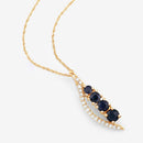 0.40 Carat Genuine Blue Sapphire and White Diamond 14K Yellow Gold Pendant-9
