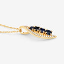 0.40 Carat Genuine Blue Sapphire and White Diamond 14K Yellow Gold Pendant-10