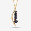 0.40 Carat Genuine Blue Sapphire and White Diamond 14K Yellow Gold Pendant-11