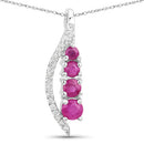 0.43 Carat Genuine Ruby and White Diamond 14K White Gold Pendant-5